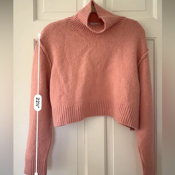 Zara Mock Neck Cropped Sweater | Pink - Picture 3 of 3